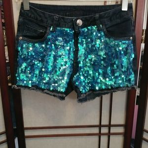 Justice jeans sequins shorts size 14